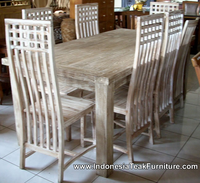 Teak Wood Furniture Dining Table Chairs Set