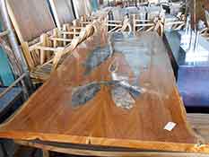 Teak Wood Resin Acrylic Dining Table from Bali Indonesia
