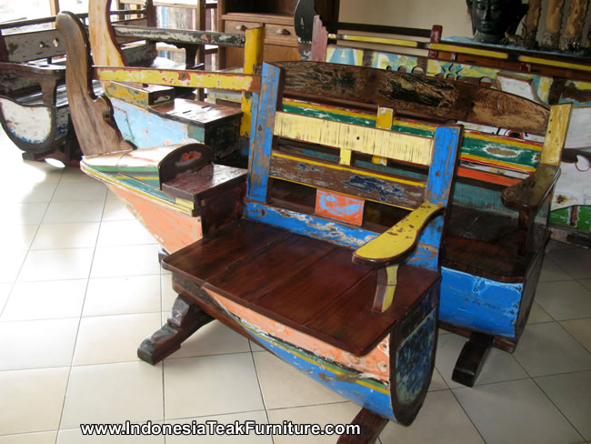 Bb1-15 Recycled Boat Bench Bali 