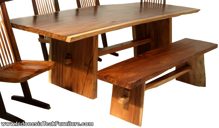 WOODEN TABLE FACTORY Natural Solid Wood Table Bench Furniture Set ...