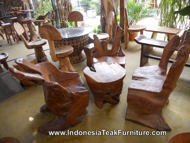 Teak Root Wood Furniture Set including chairs and table Teak wood ...