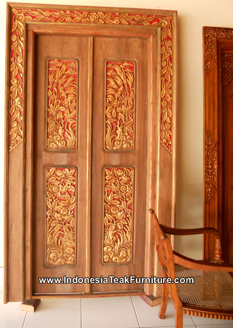 Carved Wood Door Indonesia Bali Traditional Balinese Carvings Ethnic