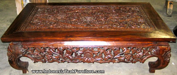Carved Wood Coffee Table from Bali Indonesia. Teak Wood Table with HandCarvings