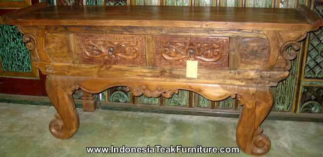 TABLE 1-8 Teak Wood Console Table Carvings from Bali Indonesia