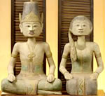 Antique Loro Blonyo Wood Statues Java Indonesia