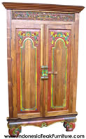 TEAK FURNITURE CARVED WOOD WARDROBE