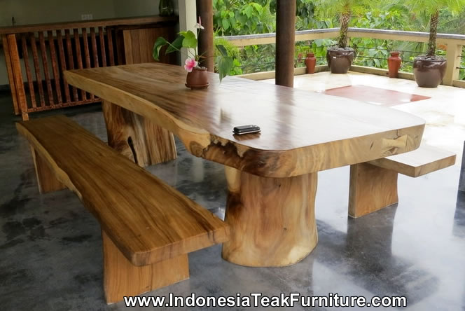 Large Dining Table Natural Wood Dining Table Bench Dining Furniture Bali Java Indonesia