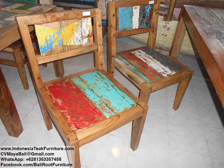 BC1-30 Recycled Boat Wood Chairs Furniture Bali Indonesia