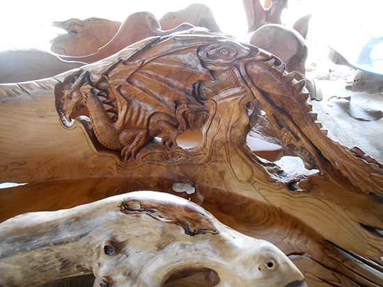 Carved Teak Wood Dragon