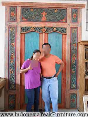GBK2-15 Painted Antique Wood Doors Gates Bali Indonesia