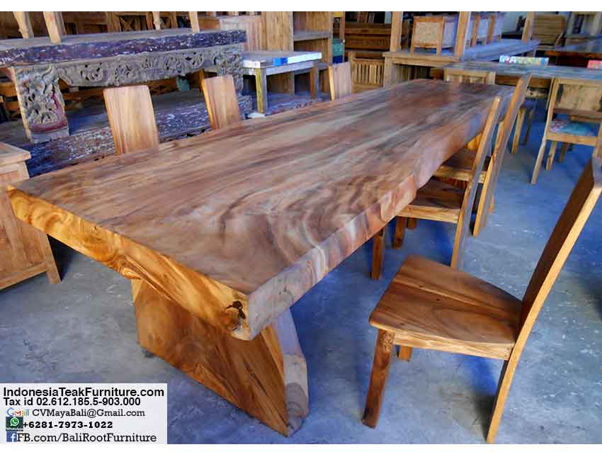 Hardwood Dining Table Chairs Furniture Set Bali Indonesia