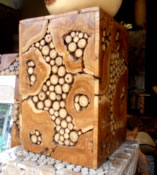 Wooden Cube Pedestal End Table