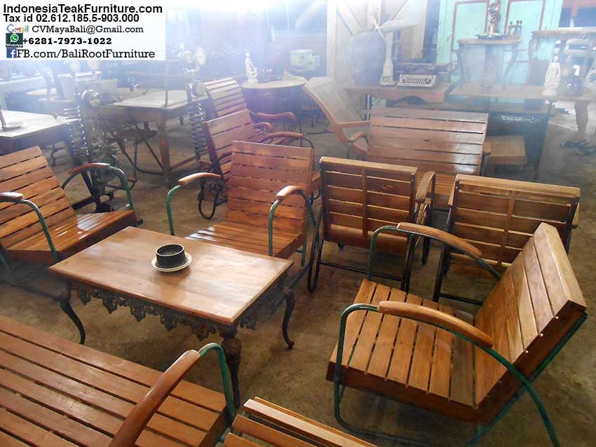 Itf3-2 Iron And Wood Furniture Set Bali Indonesia