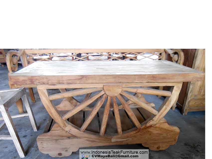 Teak Wood Wagon Wheel Table Furniture Bali