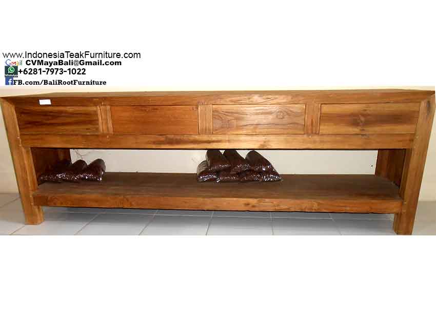 Teak Wood Media Console Table Furniture