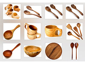 Kitchen Utensils Teak Wood Indonesia Java Bali Bowls Plates Trays Spoons Forks