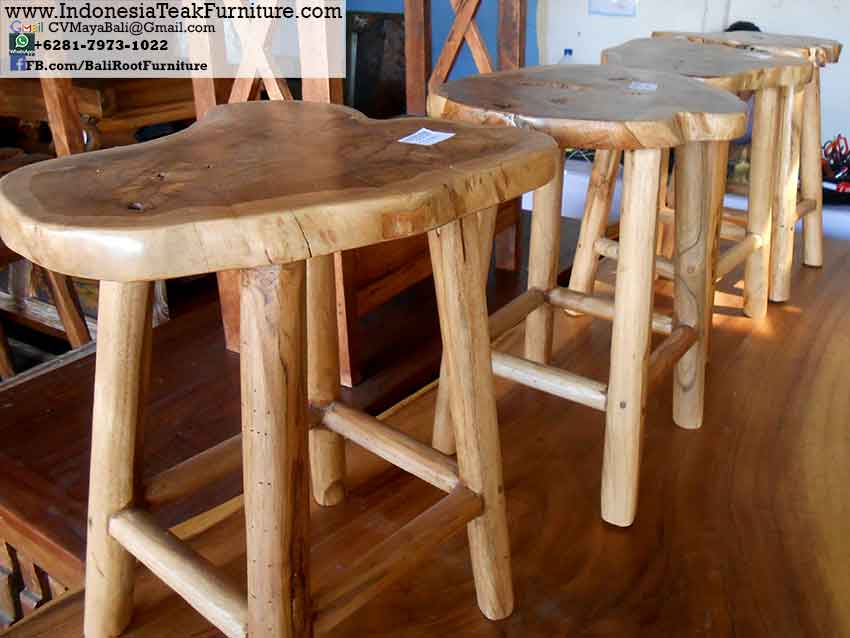 LOG2-13 Teak Wood Furniture Bali Bar Stools