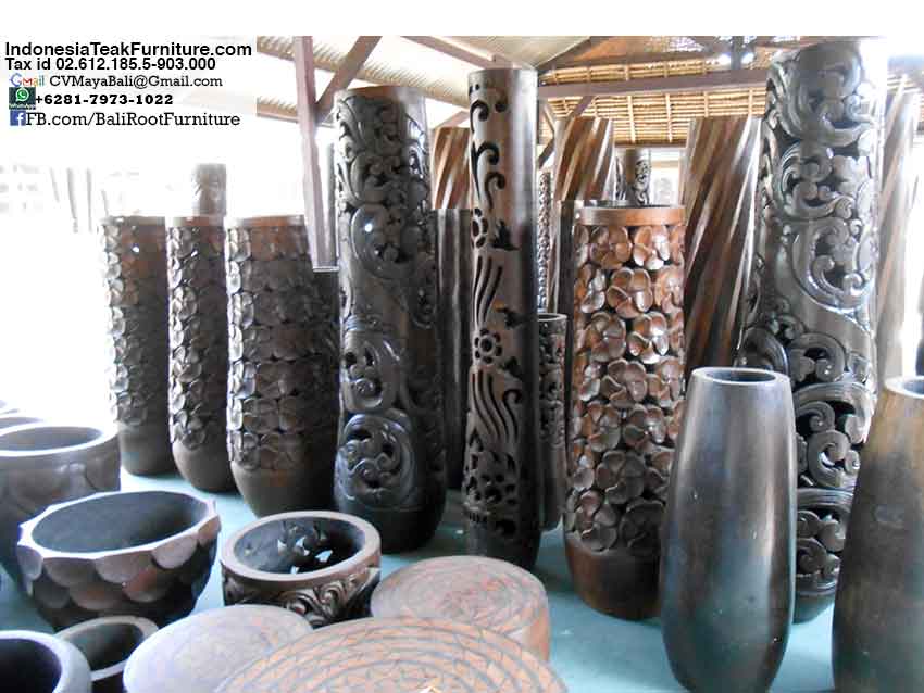 Palm1-4 Trunk Wood Pots From Indonesia