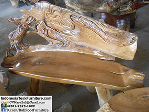 Carved Teak Wood Bench. Teak Root Furniture