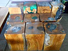 Tar13 Teak Wood Cube Resin Acrylic Bali Indonesia