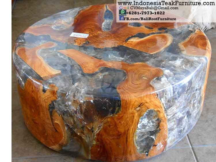 TAR 4 Teak Wood Resin Coffee Table