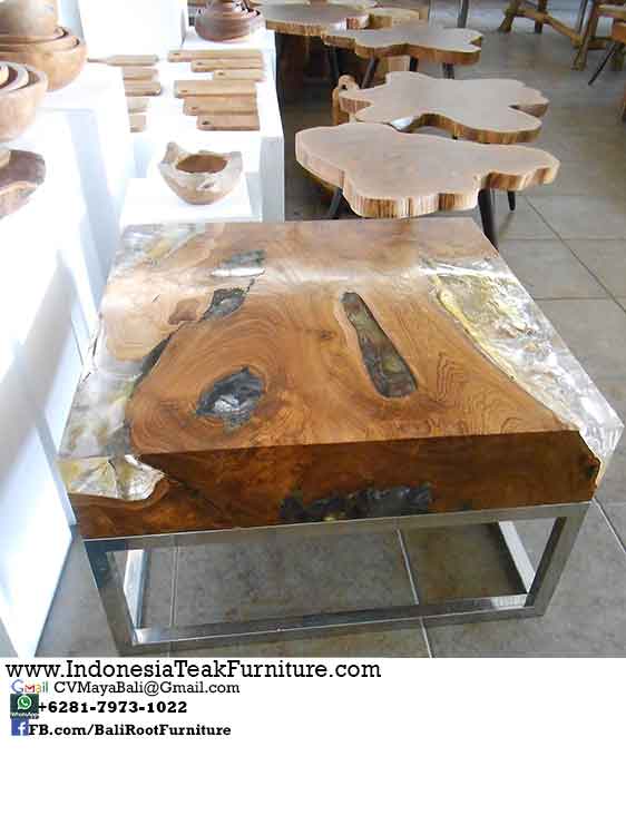 TAR 8 Teak Steel Table Resin Bali Indonesia