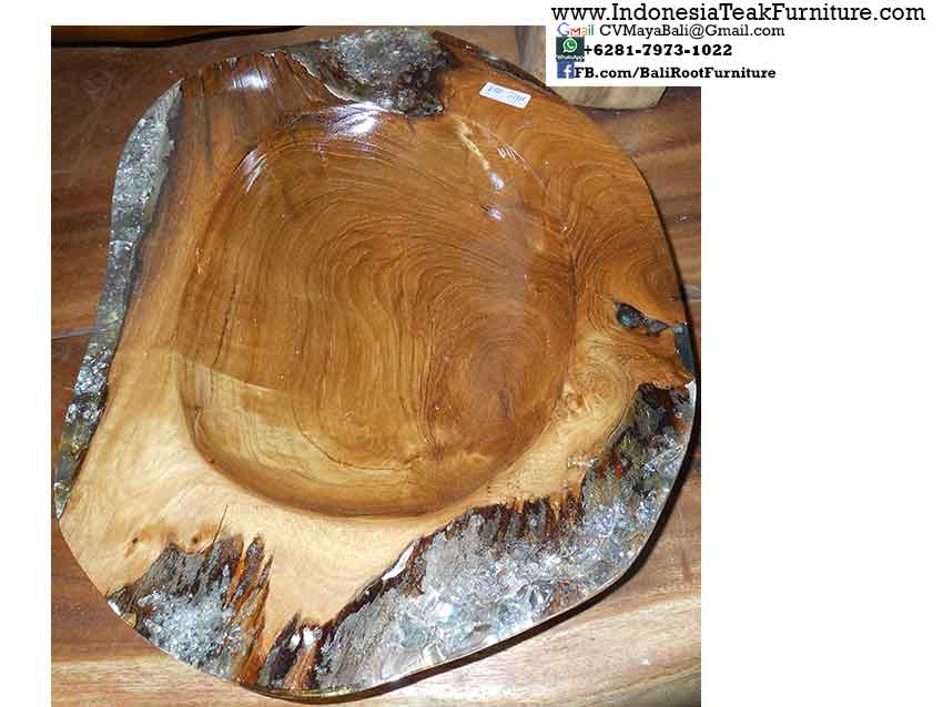 TKBL9 Teak Wood Bowls Resin Bali Indonesia