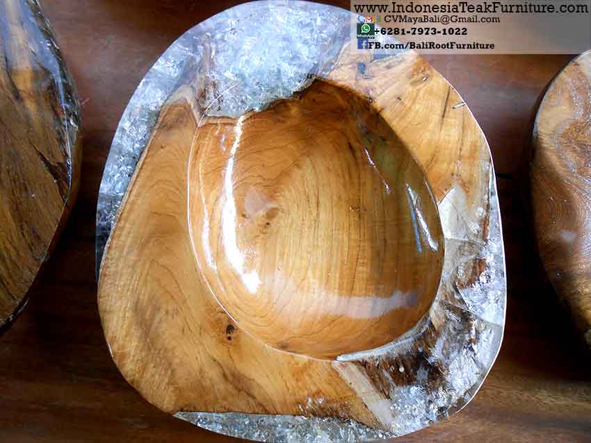 TKBL9 Teak Wood Bowls Resin Bali Indonesia