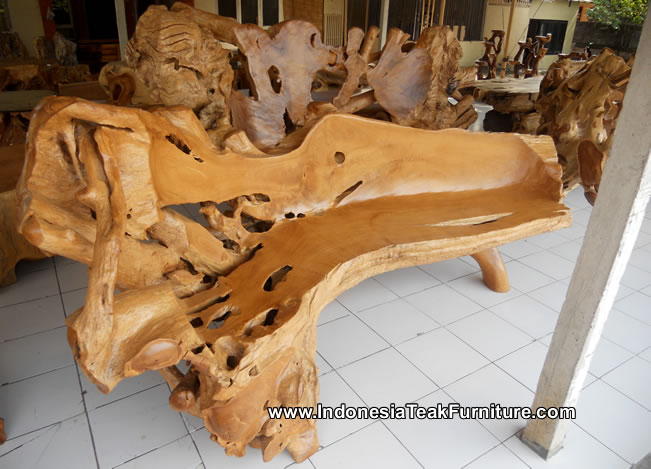 TEAK WOOD ROOT BENCH