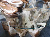 TRTBL2-5 Teak Root Table with Glass Top