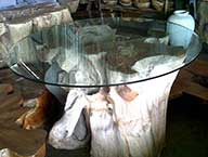 TRTBL8 Glass Top Table Teak Root Wood Furniture Bali Indonesia