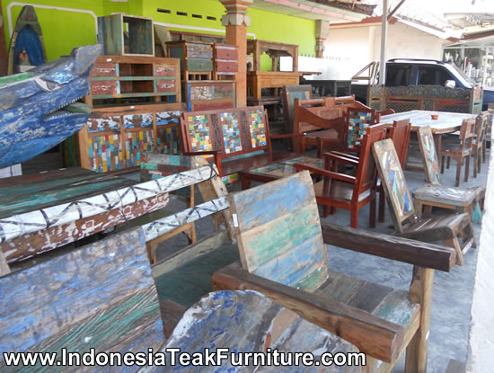 Boat Wood Furniture from Bali Recycle Wood Furniture Java Indonesia Salvage Fishing Boat Reused Eco Furniture Factory Manufacturer Company