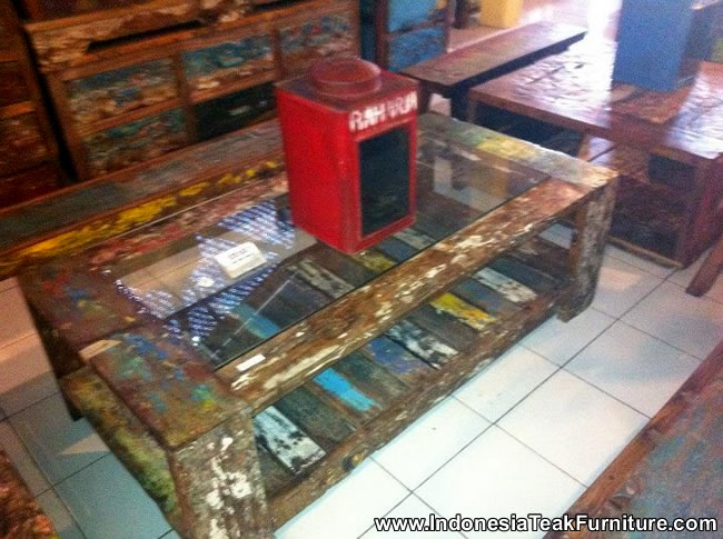 Bt2-6 Rustic Furniture Antique Furniture Wood Boat Coffee Table 