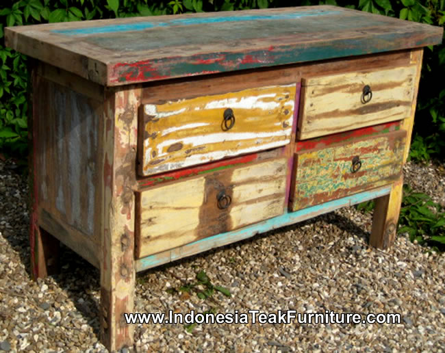 Cab2-17 Boat Wood Furniture Table With Shelves