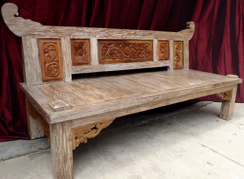 Carved Wood Teak Daybed Furniture from Indonesia