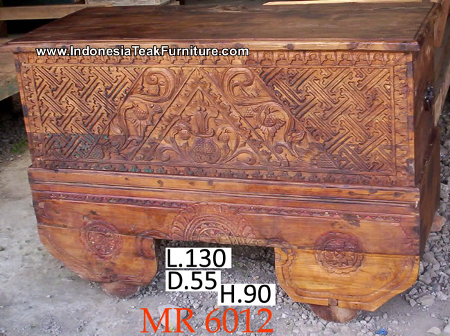 Carved Wood Chest Teak Java