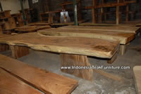 Large dining table made of solid hardwood. Big wooden table from Indonesia 