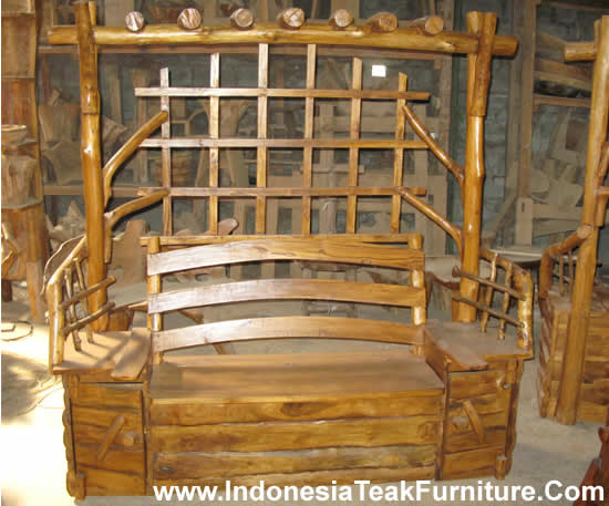 Teak Wood Bench with Flower Planter 