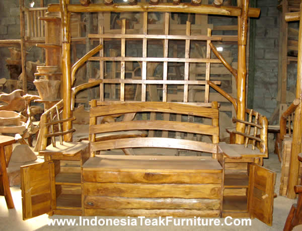 Teak Wood Bench with Flower Planter 