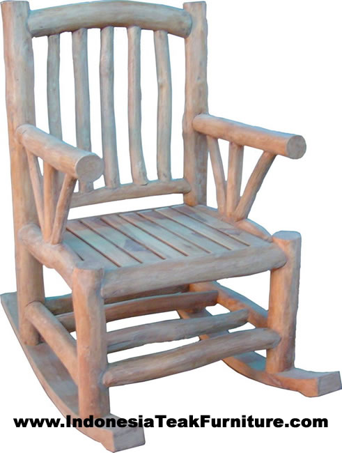 Teak Log Rocking Chair
